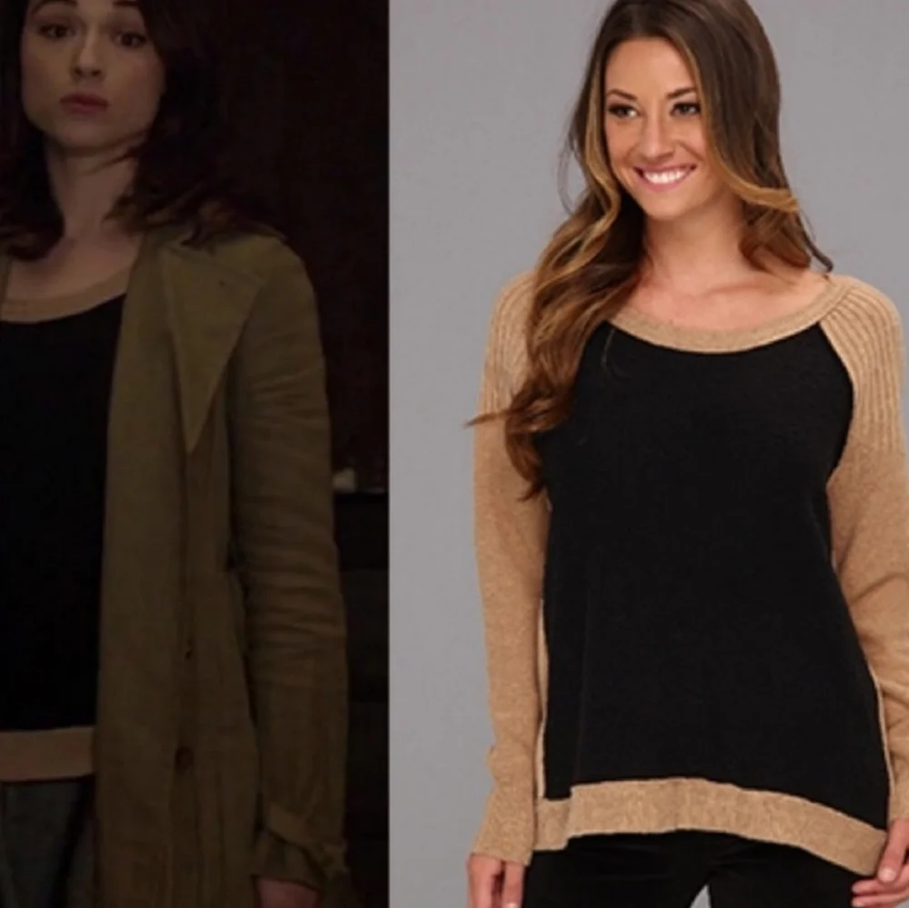 Free People Black And Brown Colorblock Sweater